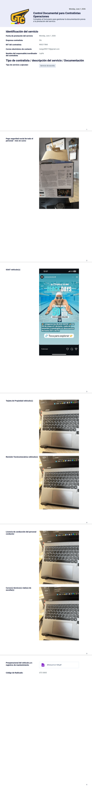 Documentos Contratistas Operaciones Plantilla PDF