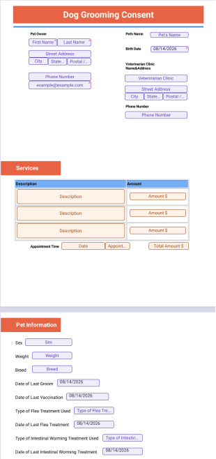Dog Grooming Consent Form PDF Template