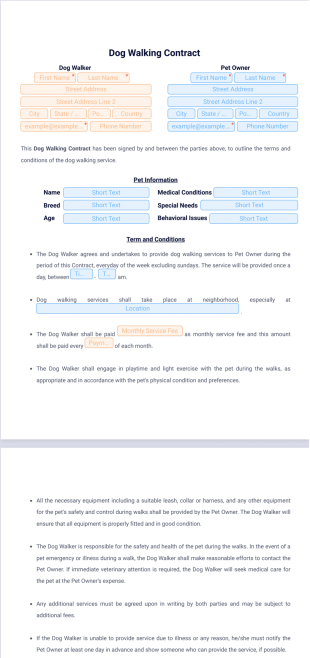 Dog Walking Contract PDF Template