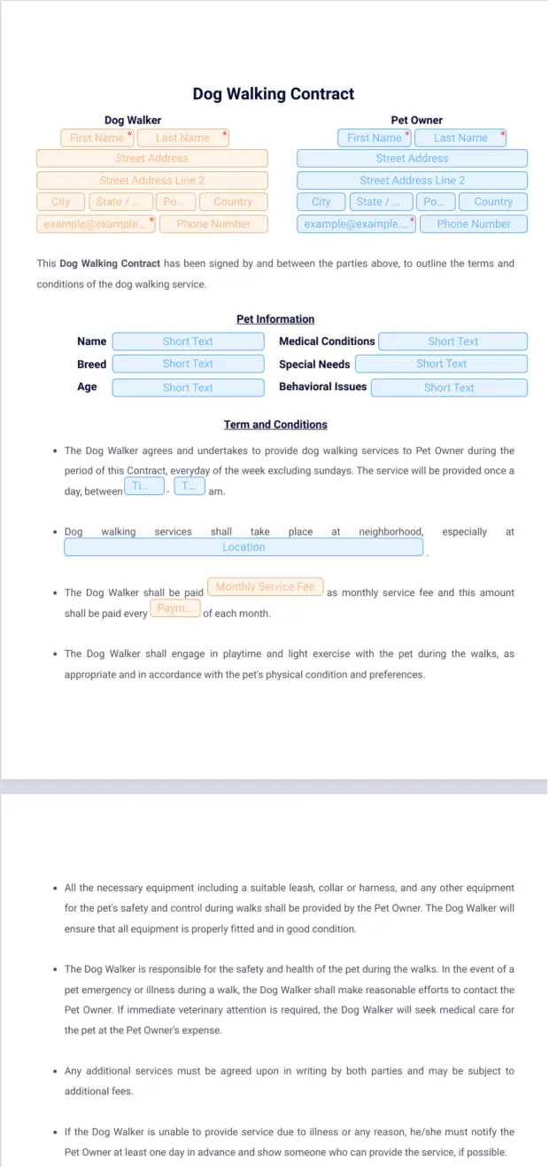 Dog Walking Contract