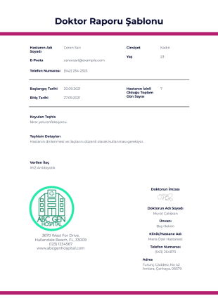 Doktor Raporu Şablonu - PDF Templates