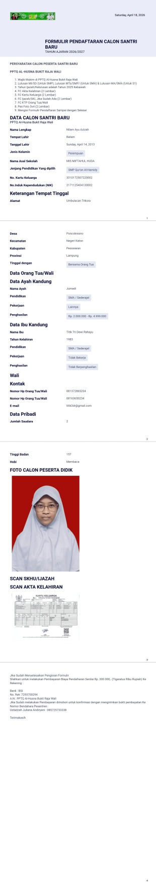 Dokumen PSB PPTQ Al-Husna Bukit Raja Wali 2026/2027 Template PDF