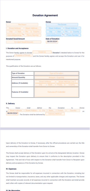 Donation Agreement - PDF Templates