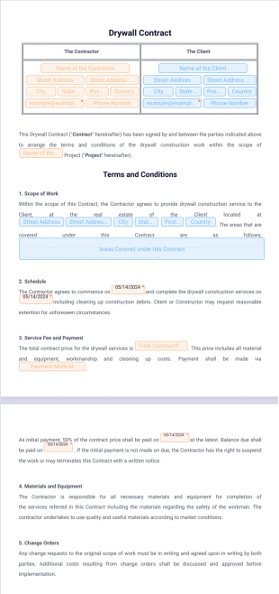 Drywall Contract PDF Template