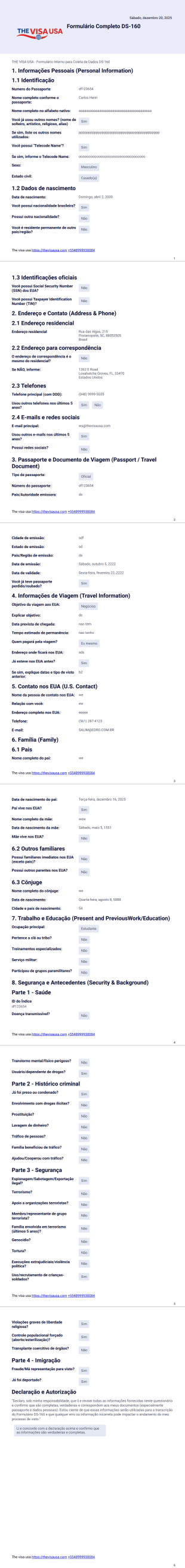 Ds-160 - PDF Templates