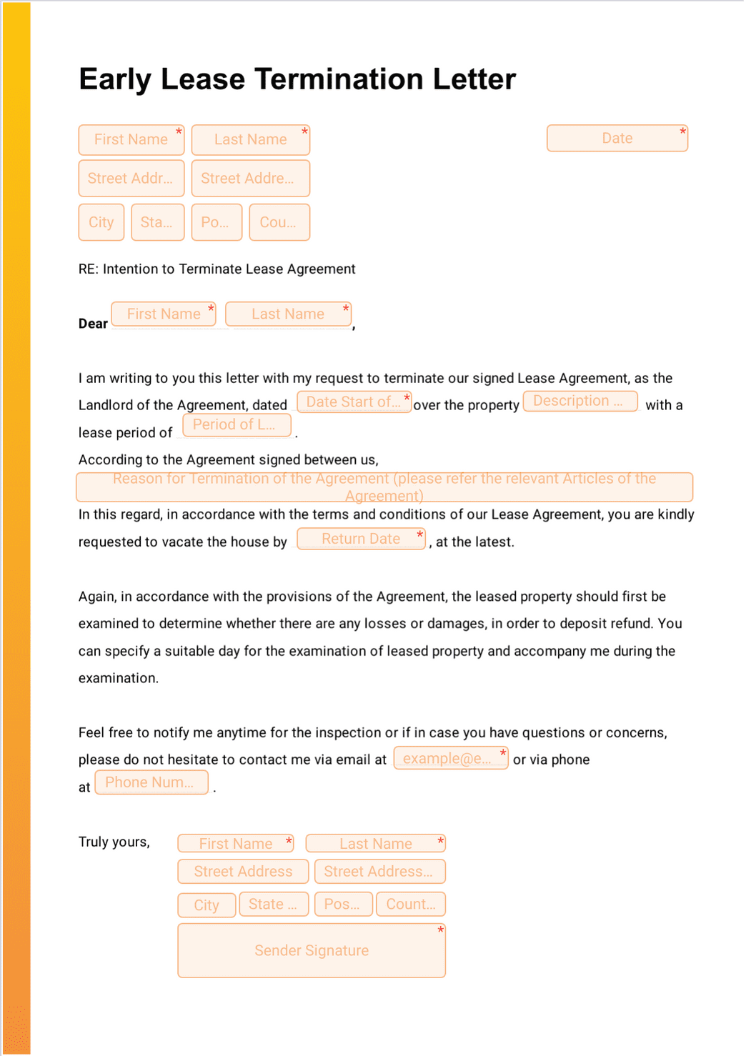 Early Lease Termination Letter - PDF Templates | Jotform