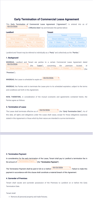 Early Termination of Commercial Lease Agreement Template - PDF Templates