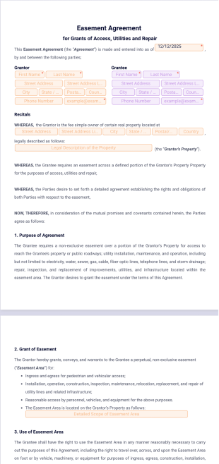 Easement Agreement Template - PDF Templates