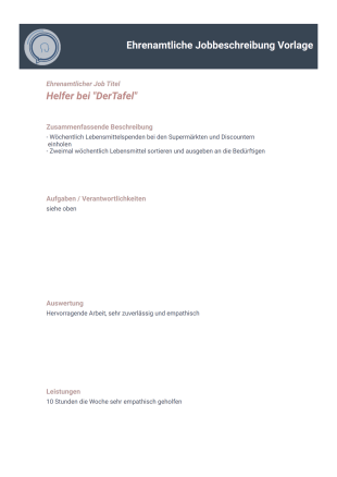 Ehrenamtliche Jobbeschreibung Vorlage - PDF Templates