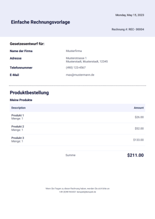 Einfache Rechnungsvorlage - PDF Templates