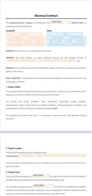 Electrical Contract Template - PDF Templates