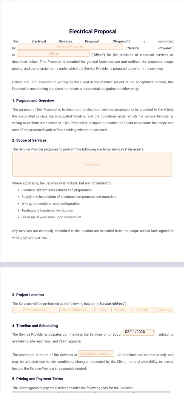 Electrical Proposal Template