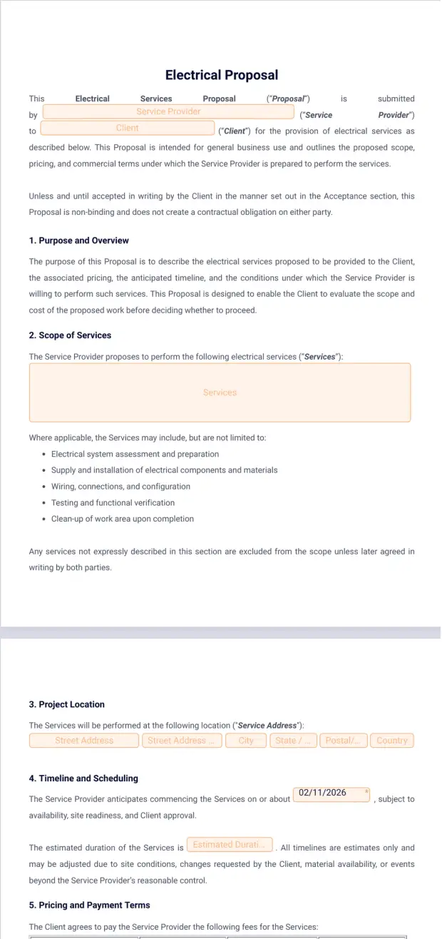 Electrical Proposal Template PDF Templates Jotform
