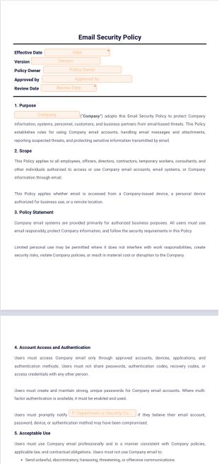 Email Security Policy Template - PDF Templates