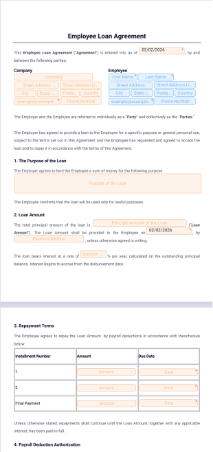 Employee Loan Agreement Template - Sign Templates