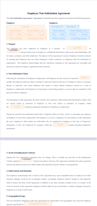 Employee Non-Solicitation Agreement - PDF Templates