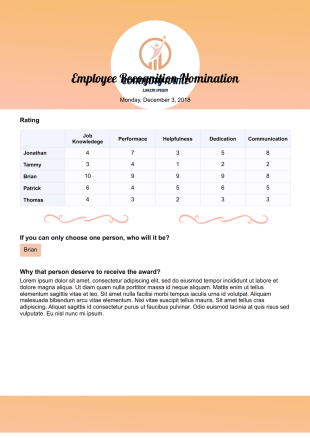 Employee of the Month Voting Template - PDF Templates