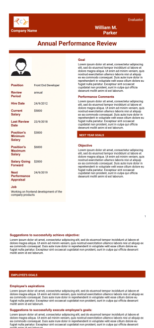 Employee Performance Evaluation Template - PDF Templates