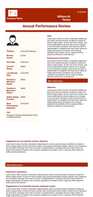 Employee Performance Evaluation Template - PDF Templates