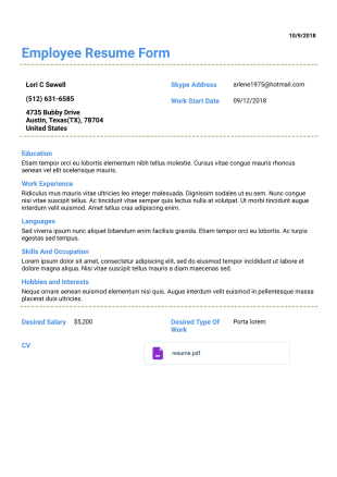 Employee Resume Template - Sign Templates
