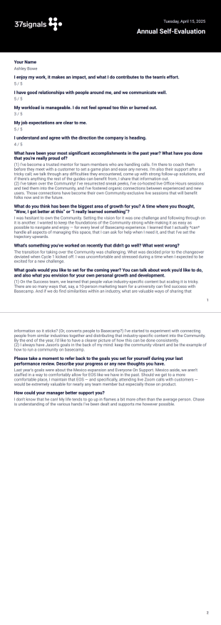 Employee Self-Eval - PDF Templates