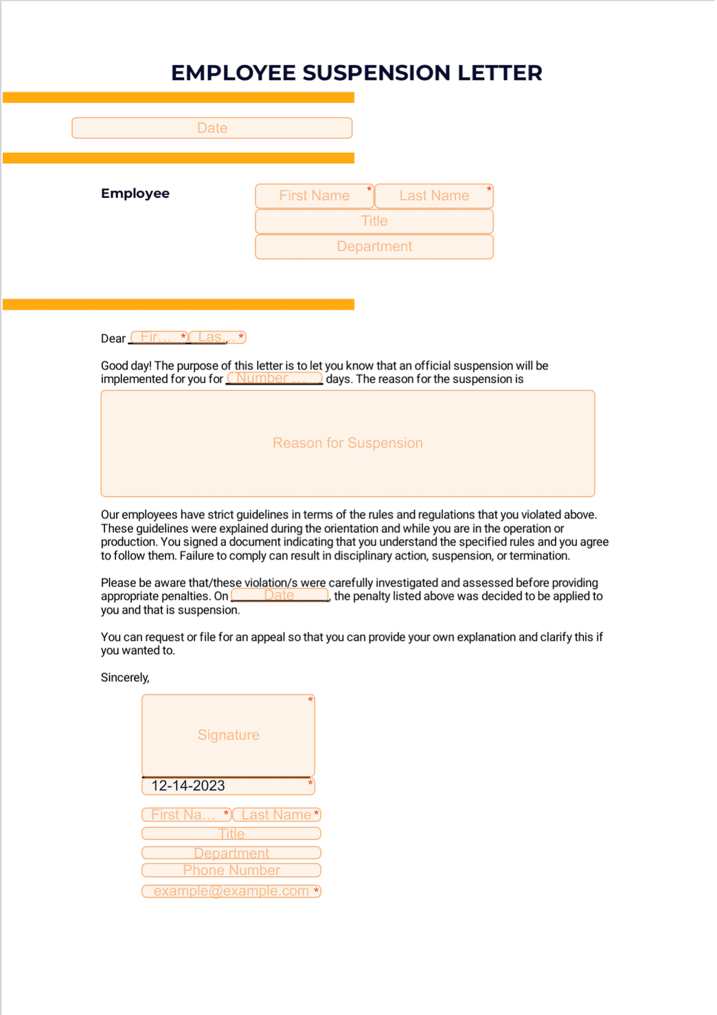 Suspension Of Letter Of Employment Suspension Of Letter Of Employment