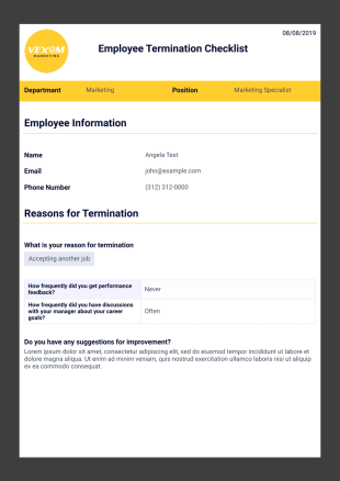 Employee Termination Checklist PDF Template