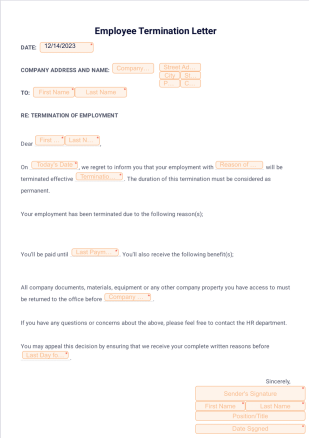 Employee Termination Letter PDF Template