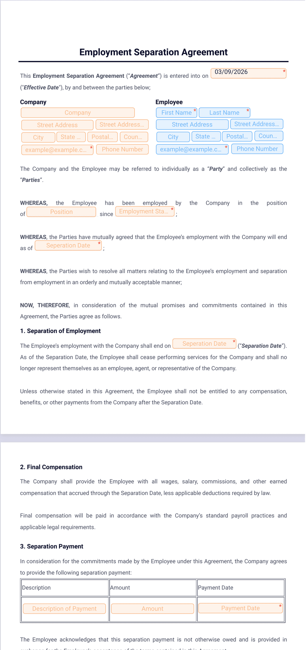 Printable Employee Separation Form.pdf Noncomplete Employee Separation Form Free Download