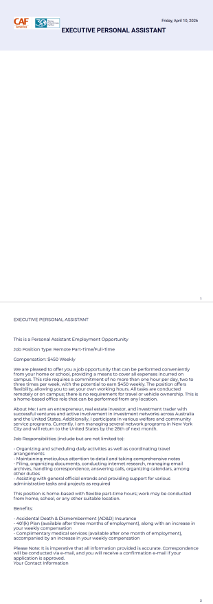 employment PDF Template