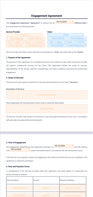 Engagement Agreement Template - PDF Templates