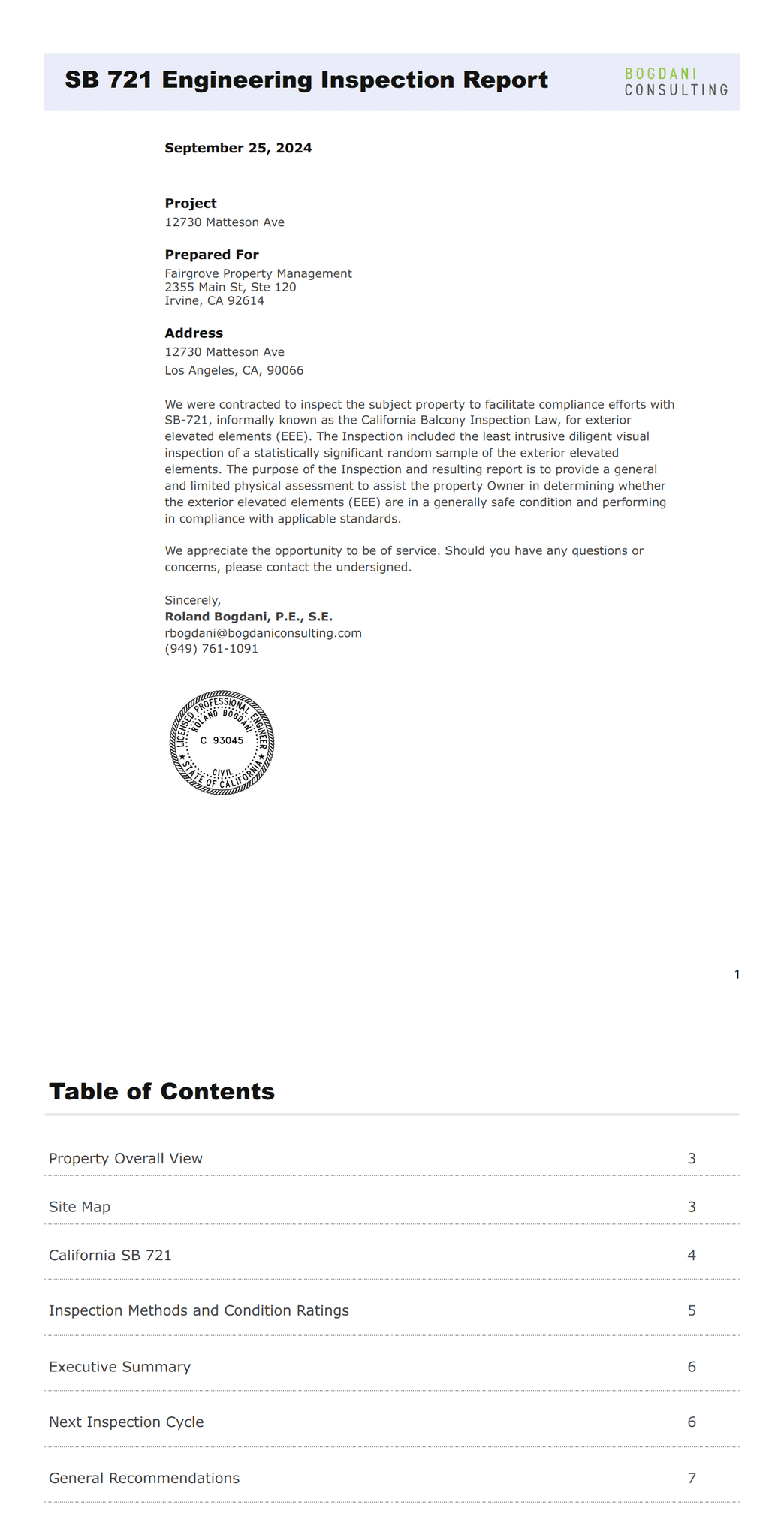 SB721 Engineering Report PDF Template | Jotform