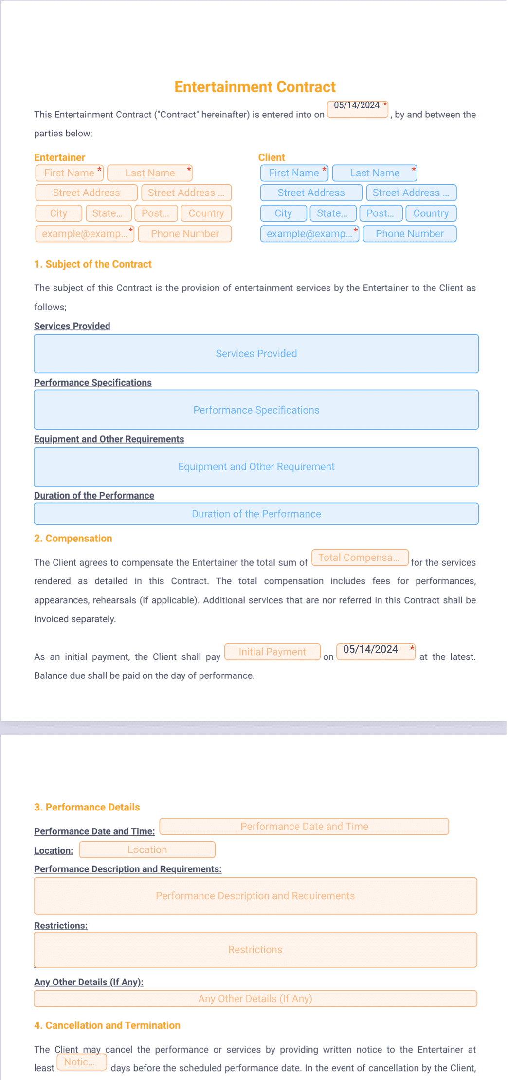 Gencor Contract.pdf Entertainment Contract PDF Template | Jotform