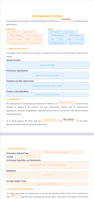 Entertainment Contract PDF Template