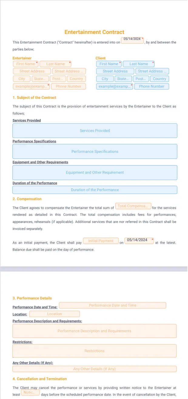 Entertainment Contract