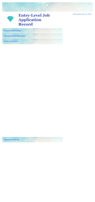 Entry-Level Job Application Record - PDF Templates