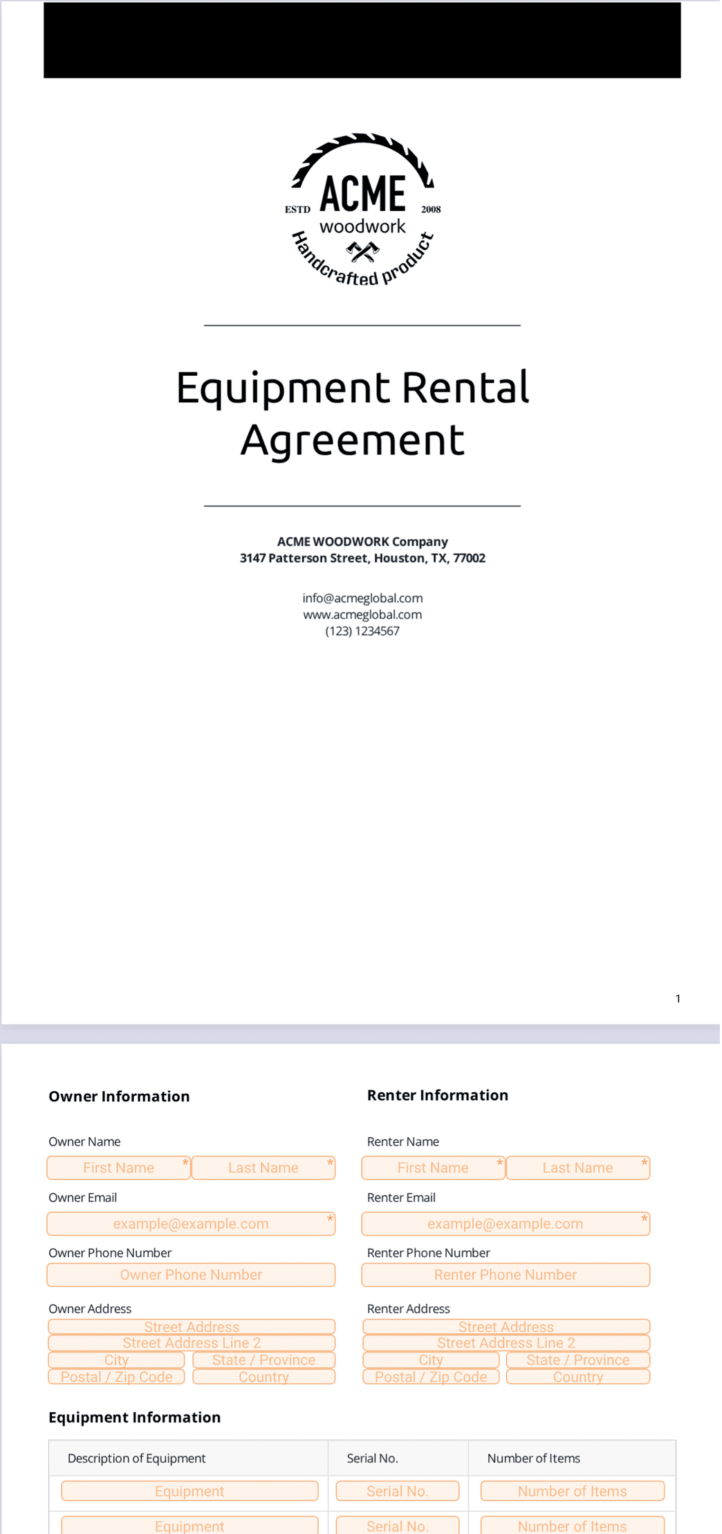 Equipment Rental Form Template.pdf Equipment Rental Agreement Template Free