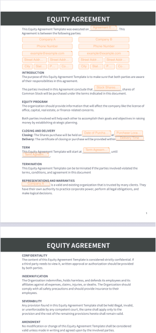 Equity Agreement Template - PDF Templates