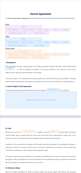 Escrow Agreement Template - PDF Templates