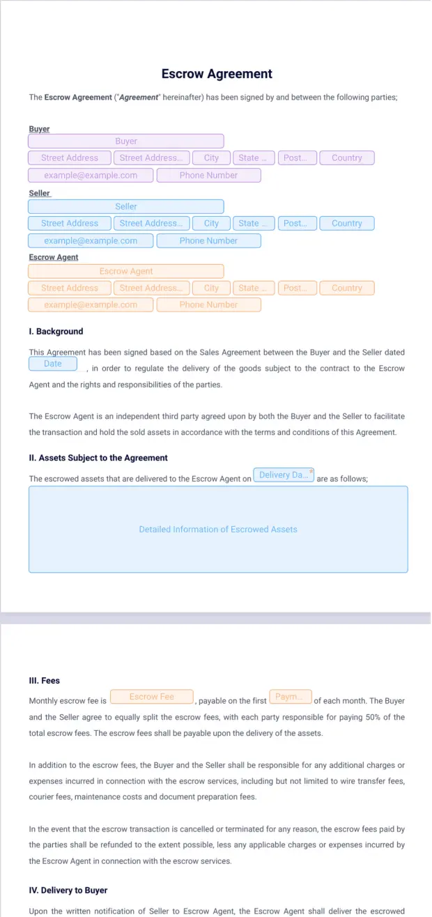Escrow Agreement Template