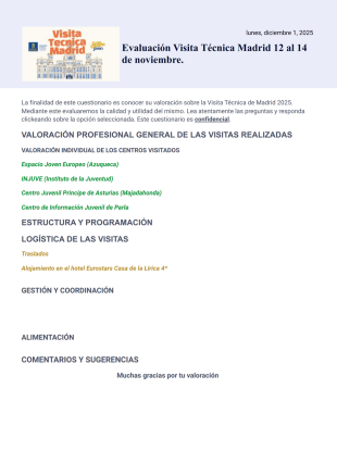 Evaluación Visita Técnica Madrid 2025 - PDF Templates