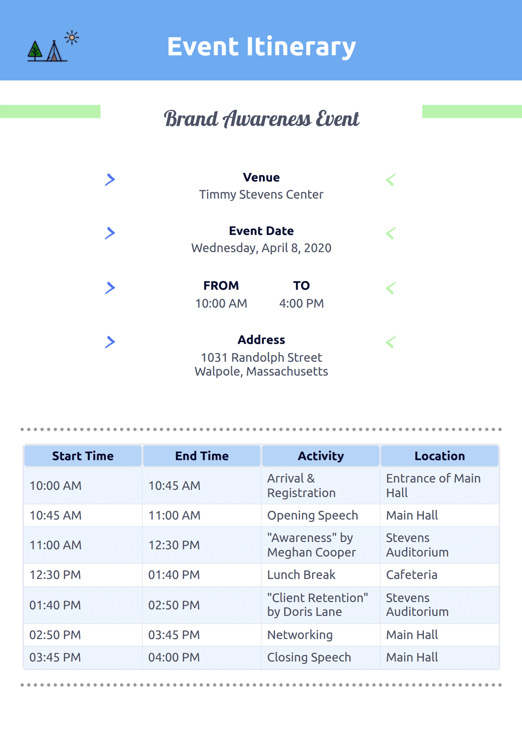 Event Itinerary Template Event Schedule Template Creately