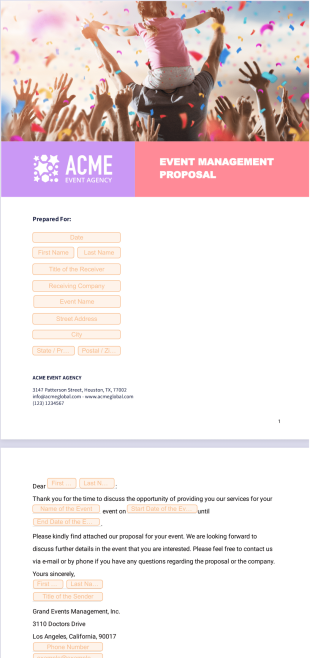 Event Proposal Template - Sign Templates