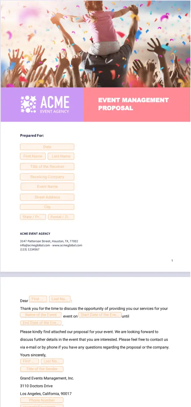 Event Proposal Template - PDF Templates | Jotform