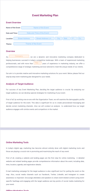 Event Marketing Plan Template - Sign Templates
