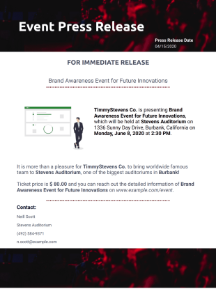 Event Press Release Template - PDF Templates
