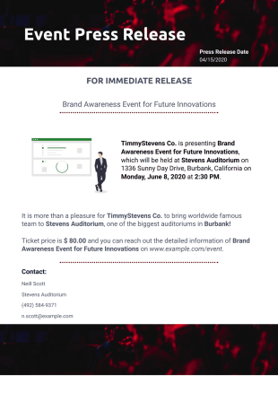Event Press Release Template - PDF Templates