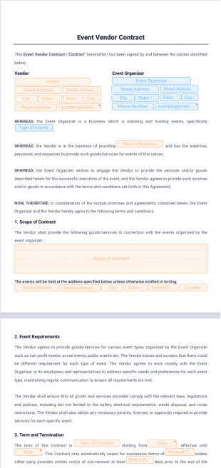 Event Vendor Contract Template - PDF Templates