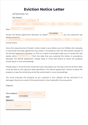 Eviction Notice Letter PDF Template