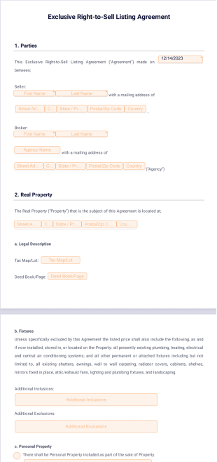 Exclusive Right-to-Sell Listing Agreement PDF Template